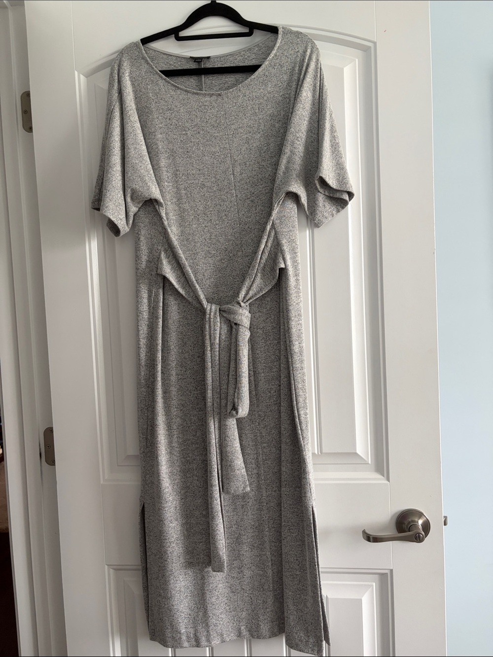 Ann Taylor Heather Gray Tie-Waist Maxi Dress